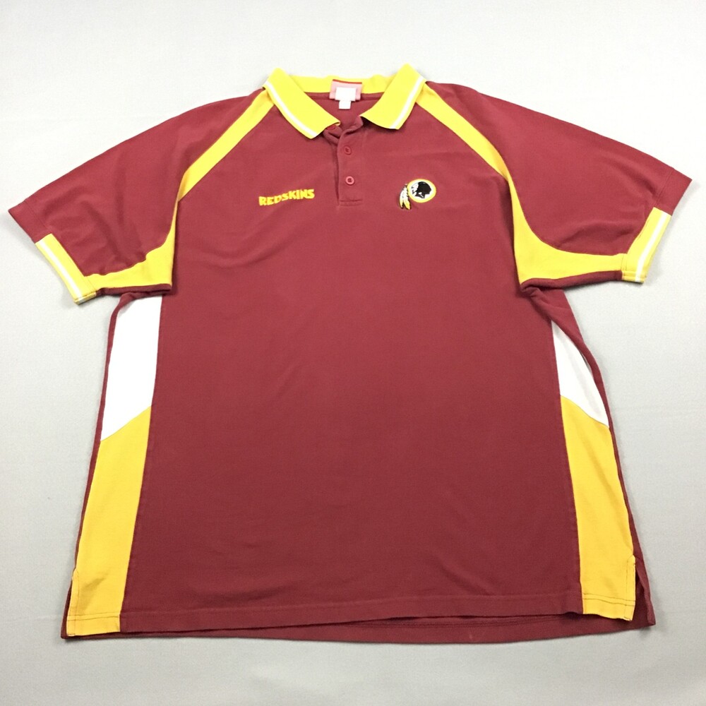 Vintage Washington Redskins Shirt Men 2XL Burgundy Gold NFL Polo Short Sleeve